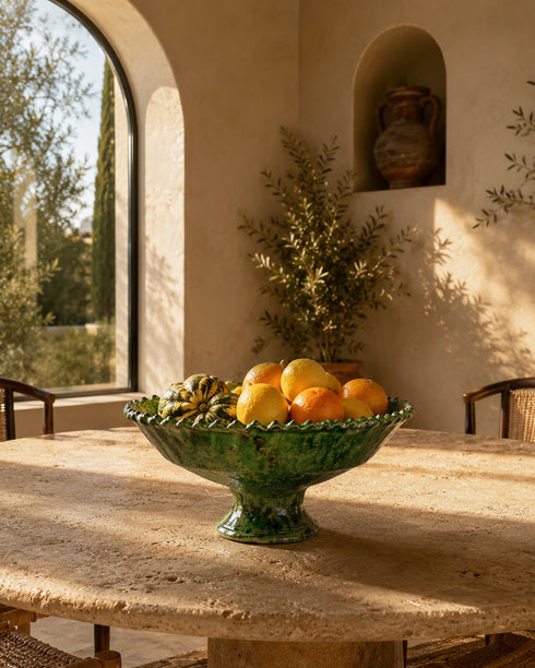 Bring desert heritage to your table with an Art of handmade Tamegroute green bowl.