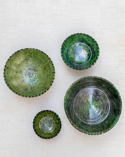 Bring desert heritage to your table with an Art of handmade Tamegroute green bowl.