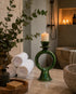 Elevate your table setting with an Art of handmade Tamegroute green candle holder.
