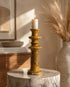 Illuminate your living spaces with our Art of handmade Tamegroute pottery candlestick set.