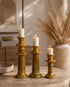 Illuminate your living spaces with our Art of handmade Tamegroute pottery candlestick set.