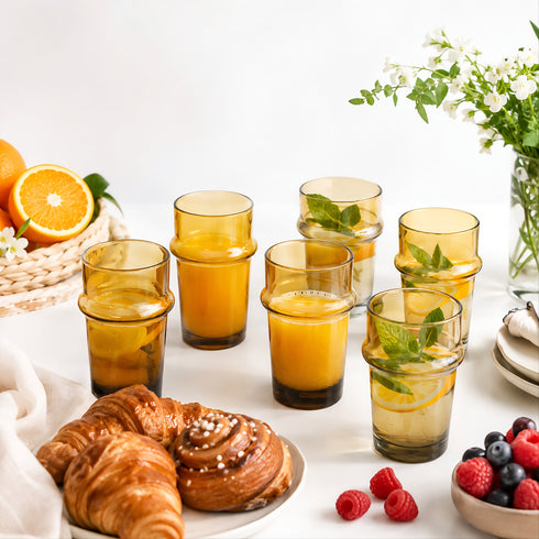 Elevate your daily hydration with our Art of handmade traditional Moroccan Beldi glasses set.