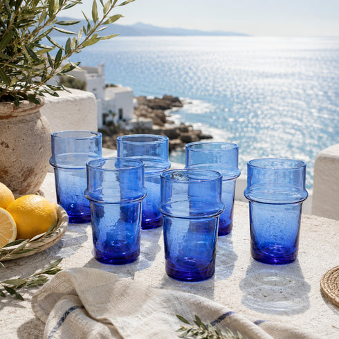 Elevate your daily hydration with our Art of handmade traditional Moroccan Beldi glasses set.