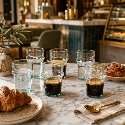 Elevate your daily hydration with our Art of handmade traditional Moroccan Beldi glasses set.