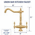 Union Single Hole Bar Kitchen Faucet, Traditional Unlacquered Brass Gooseneck Faucet