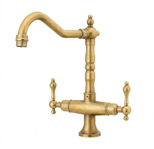 Union Single Hole Bar Kitchen Faucet, Traditional Unlacquered Brass Gooseneck Faucet