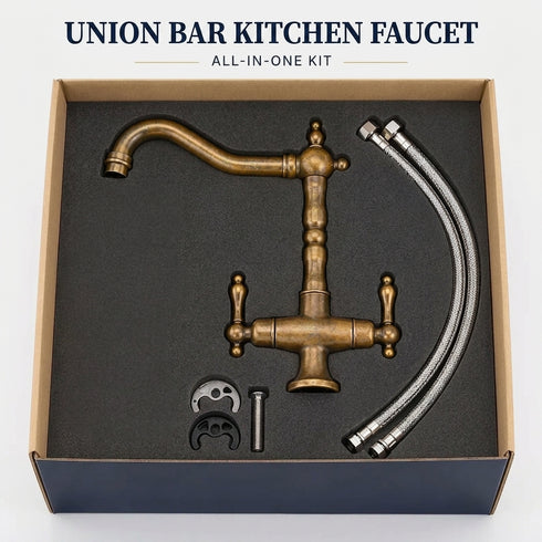 Union Single Hole Bar Kitchen Faucet, Traditional Unlacquered Brass Gooseneck Faucet