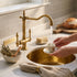 Union Single Hole Bar Kitchen Faucet, Traditional Unlacquered Brass Gooseneck Faucet