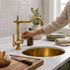 Union Single Hole Bar Kitchen Faucet, Traditional Unlacquered Brass Gooseneck Faucet