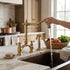 Victorian-Inspired Bridge Kitchen Faucet, Solid Unlacquered Brass Traditional Faucet