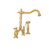 Victorian-Inspired Bridge Kitchen Faucet, Solid Unlacquered Brass Traditional Faucet