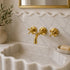 Wall-Mount Bathroom Sink Faucet with 8-Inch Spout – Unlacquered Brass