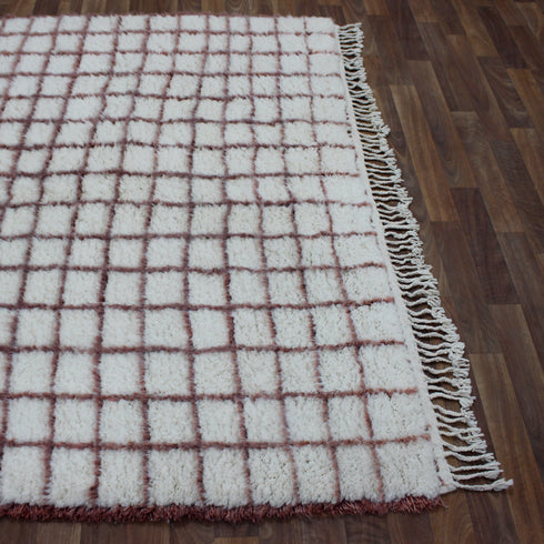 White Grid Rug, Moroccan Wool Rug, Handmade Berber Rug, Geometric Area Rug, Beni Ourain Carpet