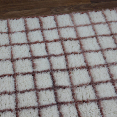 White Grid Rug, Moroccan Wool Rug, Handmade Berber Rug, Geometric Area Rug, Beni Ourain Carpet