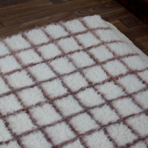 White Grid Rug, Moroccan Wool Rug, Handmade Berber Rug, Geometric Area Rug, Beni Ourain Carpet