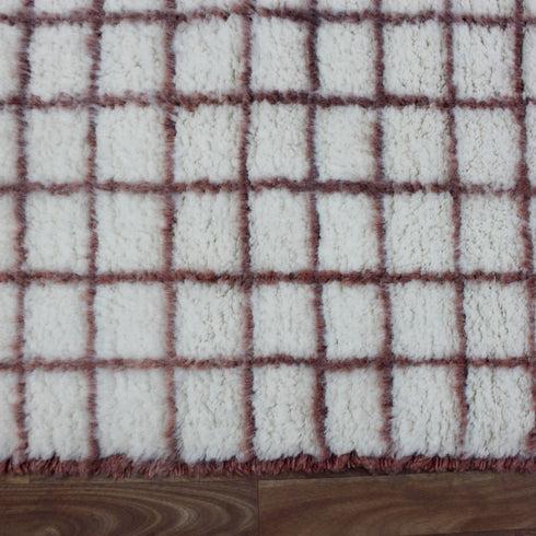 White Grid Rug, Moroccan Wool Rug, Handmade Berber Rug, Geometric Area Rug, Beni Ourain Carpet
