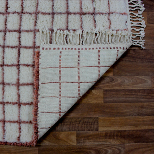 White Grid Rug, Moroccan Wool Rug, Handmade Berber Rug, Geometric Area Rug, Beni Ourain Carpet