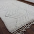 White Moroccan Wool Rug, Geometric Berber Rug, Handmade Ivory Area Carpet, Minimalist Beni Ourain Rug