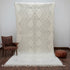 White Moroccan Wool Rug, Geometric Berber Rug, Handmade Ivory Area Carpet, Minimalist Beni Ourain Rug