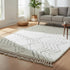 White Moroccan Wool Rug, Geometric Berber Rug, Handmade Ivory Area Carpet, Minimalist Beni Ourain Rug