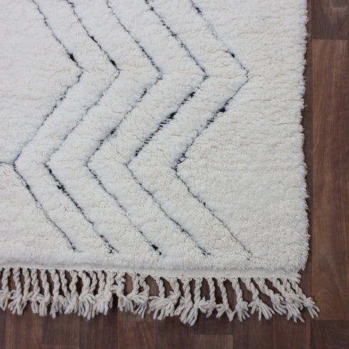 White Moroccan Wool Rug, Geometric Berber Rug, Handmade Ivory Area Carpet, Minimalist Beni Ourain Rug