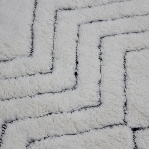 White Moroccan Wool Rug, Geometric Berber Rug, Handmade Ivory Area Carpet, Minimalist Beni Ourain Rug