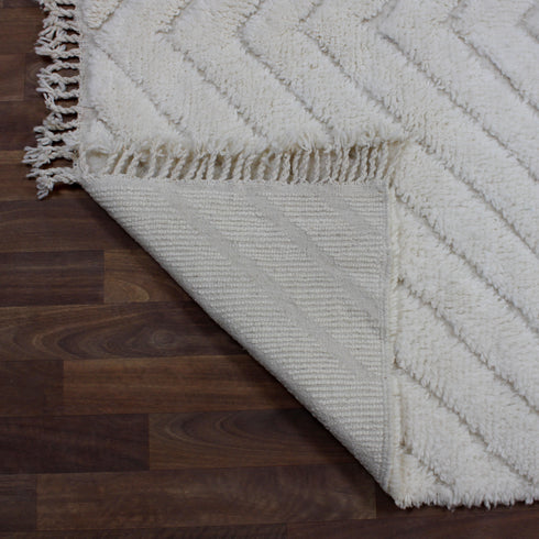 White Moroccan Wool Rug, Handmade Berber Rug, Textured Beni Ourain Carpet
