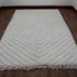 White Moroccan Wool Rug, Handmade Berber Rug, Textured Beni Ourain Carpet