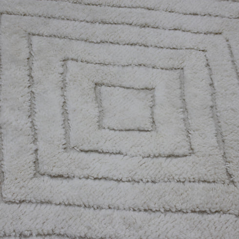 White Moroccan Wool Rug, Handmade Berber Rug, Textured Beni Ourain Carpet