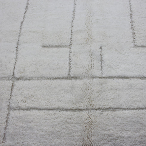 White Moroccan Wool Rug, Minimalist Berber Rug, Ivory Geometric Handmade Area Carpet, Beni Ourain Rug