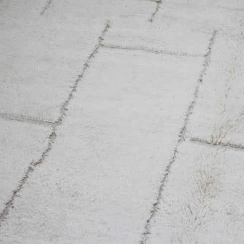 White Moroccan Wool Rug, Minimalist Berber Rug, Ivory Geometric Handmade Area Carpet, Beni Ourain Rug