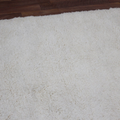 White Moroccan Wool Rug, Solid Ivory Berber Rug, Handmade Minimalist Area Carpet, Beni Ourain Wool Rug
