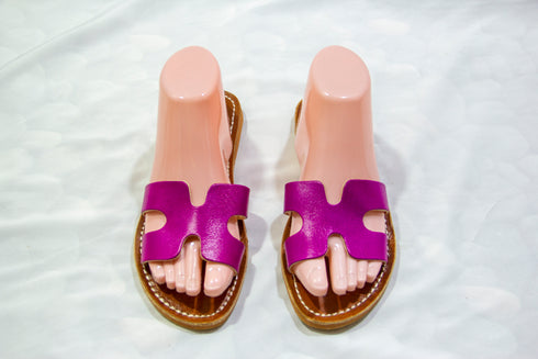 Womens Leather Cutout Sandals, Handmade Leather Sandals Mod Hermes, Handcrafted Summer Sandals , Colorful Beach Leather Sandals