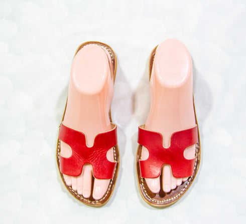 Womens Leather Cutout Sandals, Handmade Leather Sandals Mod Hermes, Handcrafted Summer Sandals , Colorful Beach Leather Sandals