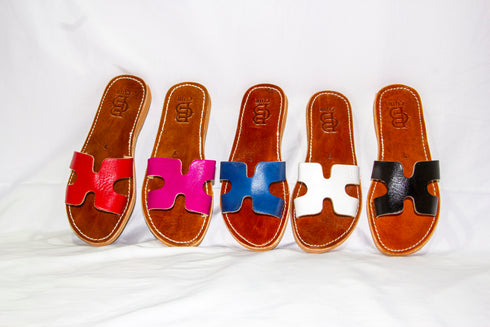 Womens Leather Cutout Sandals, Handmade Leather Sandals Mod Hermes, Handcrafted Summer Sandals , Colorful Beach Leather Sandals