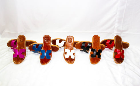 Womens Leather Cutout Sandals, Handmade Leather Sandals Mod Hermes, Handcrafted Summer Sandals , Colorful Beach Leather Sandals