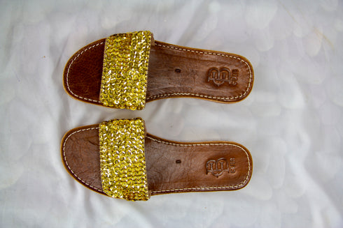 Womens Leather Gold Silver Sequin Sandals 100% Natural Leather Handmade Leather Braided Sandals, Handcrafted Summer Sandals, Bride Sandals