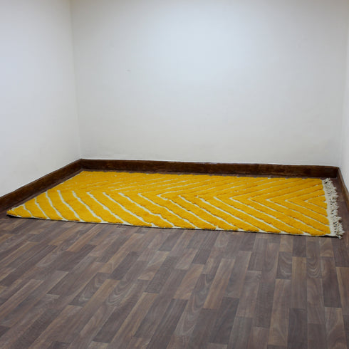 Yellow Moroccan Rug, Chevron Area Rug, Handmade Berber Rug, Mustard decorative Geometric Carpet