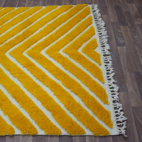 Yellow Moroccan Rug, Chevron Area Rug, Handmade Berber Rug, Mustard decorative Geometric Carpet