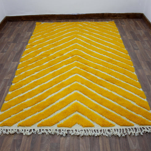 Yellow Moroccan Rug, Chevron Area Rug, Handmade Berber Rug, Mustard decorative Geometric Carpet
