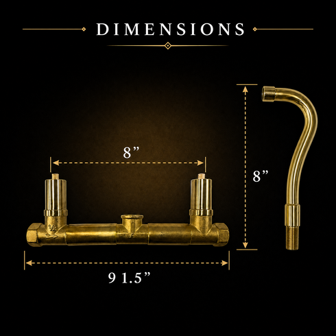 Wall-Mount Bathroom Sink Faucet with 8-Inch Spout – Unlacquered Brass