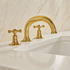 Gooseneck Widespread Bathroom Faucet with Cross Handles – Unlacquered Brass