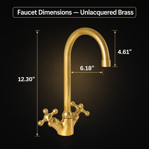 Single-Hole Bathroom Faucet with Cross Handles – Unlacquered Brass