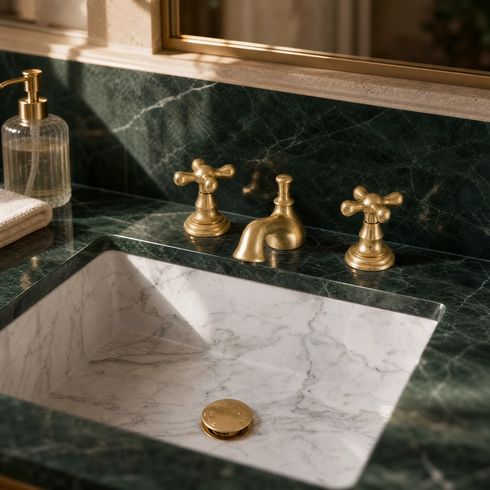 Charleston 3-Hole Widespread Bathroom Faucet – Unlacquered Brass