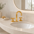 Widespread Bathroom Faucet with Cross Handles – Unlacquered Brass