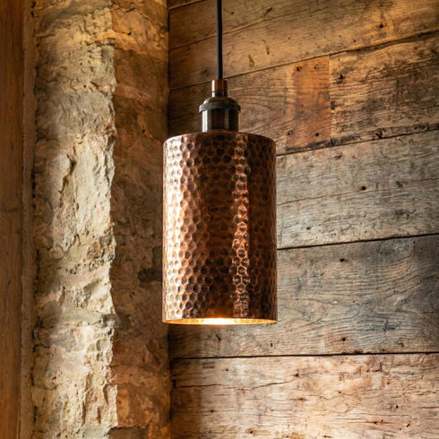 Add rustic farmhouse charm with this stunning Art of handmade hammered copper pendant.