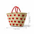 Handwoven Moroccan Straw Basket with Embroidered Hearts – Eco Friendly Straw Tote
