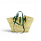 Handwoven large Moroccan straw basket with leather handles