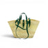 Handwoven large Moroccan straw basket with leather handles