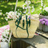 Handwoven large Moroccan straw basket with leather handles